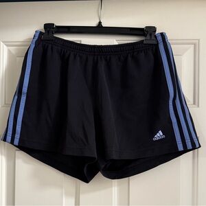 adidas Black Athletic Shorts with Light Blue Side Stripes